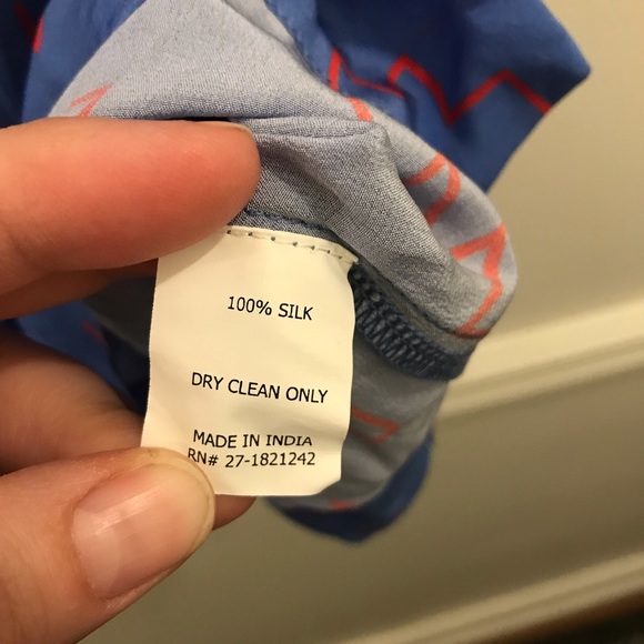 Dusen Dusen Silk Geometric Skirt XS blue red elastic waist full a line - Picture 5 of 10